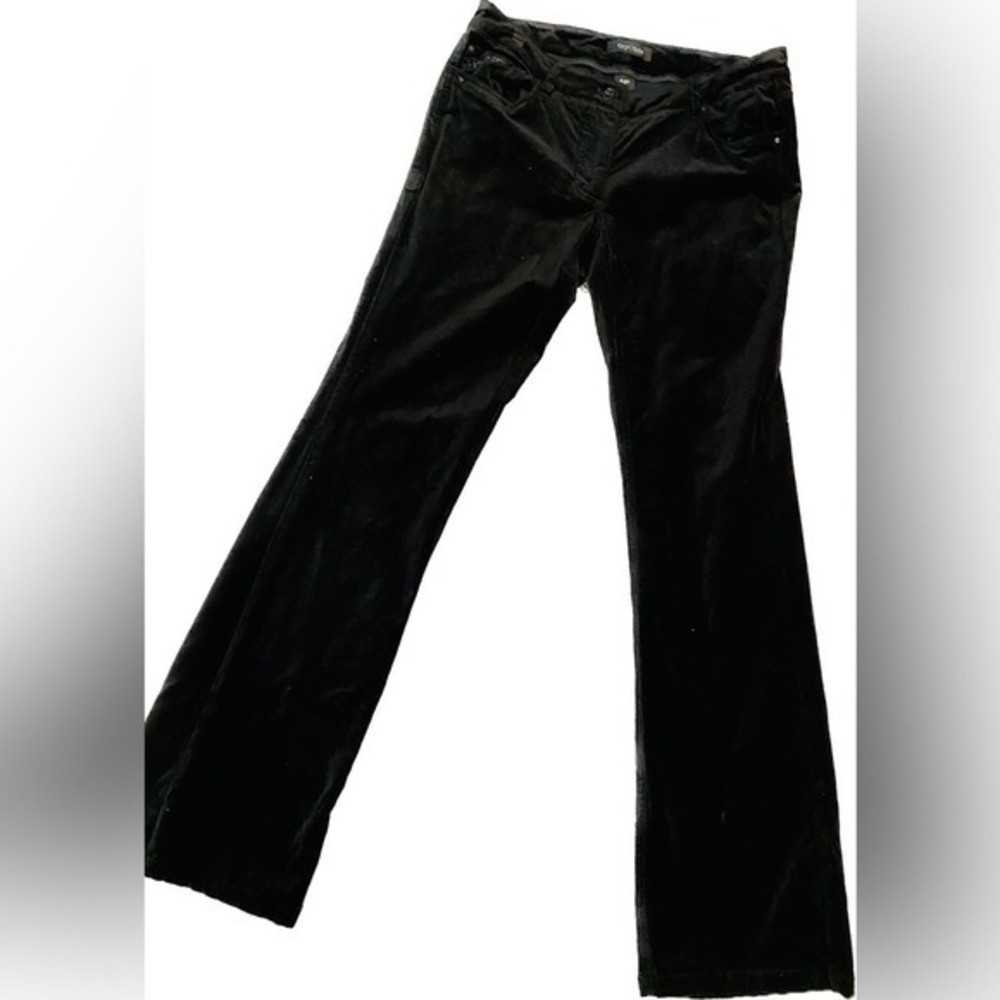 White House Black Market Blk‎ Velvet Bootcut Pants Whimsy Goth  Size 8R